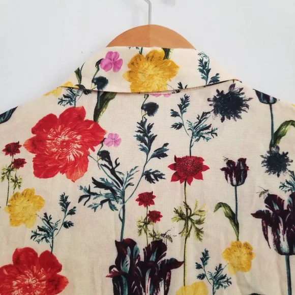 H&M Floral Fringe Button Down Blouse Size 6 - Picture 7 of 9